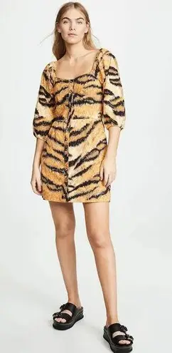 Hofmann Copenhagen Animal Print Mini Dress in Golden Hour Yellow