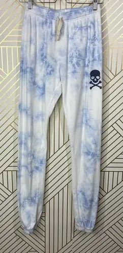 SoulCycle Tie Dye Joggers Blue/White Tie Waist