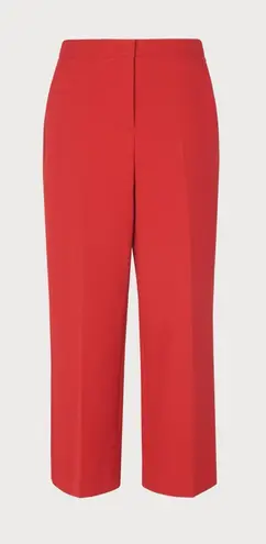 LK Bennett Red Wide Leg Straight Trousers Satin Side Stripe Holiday Festive - Image 1