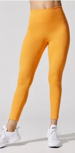 CARBON38 Jacquard High Rise 7/8 Leggings Pale Apricot Women's Size Large Yellow