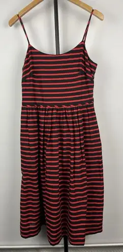 J. Crew Red Black Sleeveless Derby Striped Linen Blend Cocktail Dress Size 0