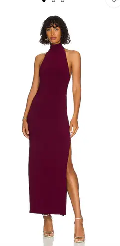 Norma Kamali  X Revolve Turtle Halter Side Slit In Plum - Image 1