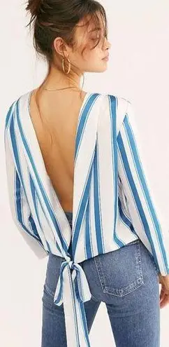 One Teaspoon  Cocktail Stripe Backless Chloe Top Long Sleeve Womans Large NWT