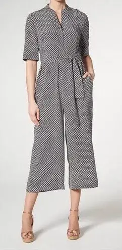 LK Bennett L.K.Bennet London Lorenna Silk Black / White Printed Jumpsuit Size 12