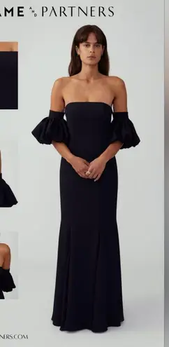 Fame and Partners Black Puff Sleeve Gown