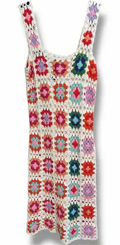 Beach Riot Women's Crochet Mini Dress L White Multicolor