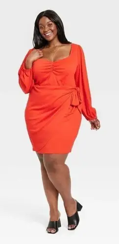 Ava & Viv NWOT Womens Balloon Long Sleeve Runway Red Wrap Dress - Sz 2X