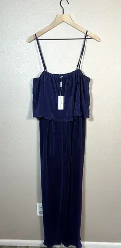 Petal and Pup Navy Jillian Plisse Jumpsuit Size Large