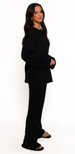 Petal and Pup Women’s Black Knit Wide Leg Pants – High Waist Stretch Lounge Trousers