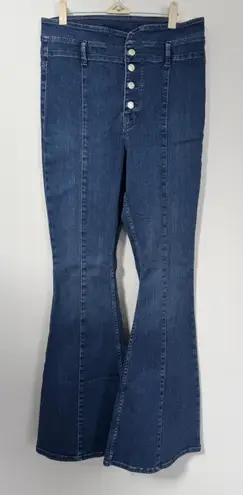 We The Free  People After Dark Mid Rise Flare Blue Denim Bell Bottom Size 31 NEW