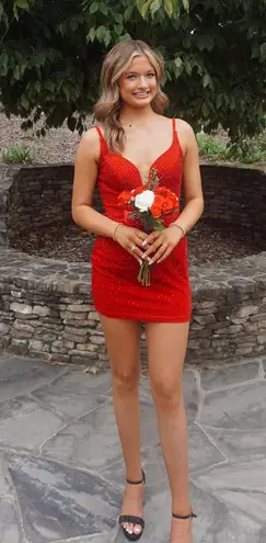 Johnathan Kayne Red Homecoming Dress