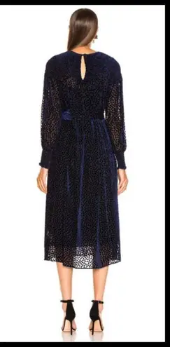 The Great ππ The Merry Dress ~ Navy Blue Velvet Burnout Polka Dot Midi M NWT