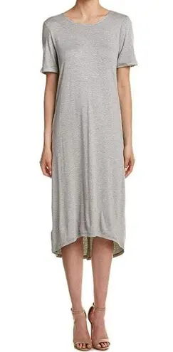 BCBGeneration BCBG Cuffed Tee Shirt Dress Heather Grey Heathered Back Slit Midi Long Sundress