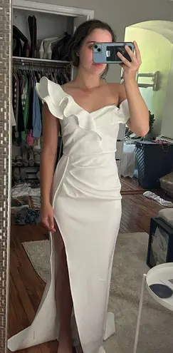 White one shoulder off & runched Dress Size XS