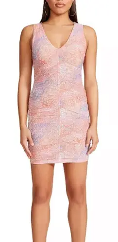 BB Dakota by Steve Madden Keep Me Wild Sleeveless Ruched Bodycon Dress Size S Orange