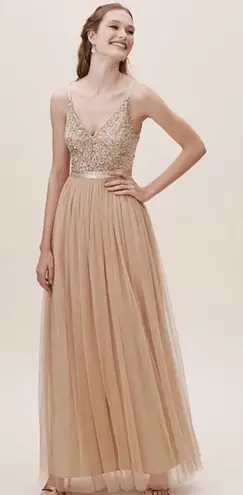 BHLDN Avery Maxi Dress, Oyster Champagne Color, Size 4