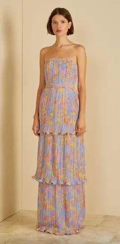 Amur Laine Tiered Floral Evening Gown Painter Scaevola Womens Size 6 Pink