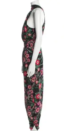 MISA Los Angeles NEW MISA Halter Kora Floral Jumpsuit with Pockets Black Size M