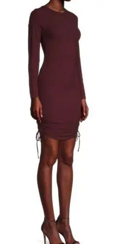 BB Dakota  Steve Madden Burgundy Ruched Ribbed Bodycon Dress Women's Size Medium