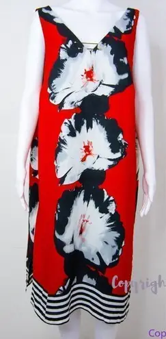 Slny NEW red black white floral print shift dress, women's plus size 20W
