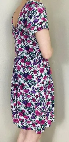 D.B.Y. Ltd. Vintage Purple & Pink Floral Short Sleeve Mini Dress