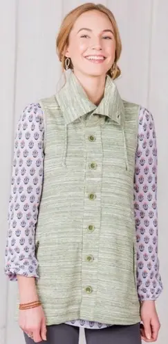 Matilda Jane NWT Out The Door Knit Vest Green Button Front Collar Pocket XS