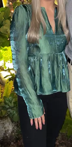 Something Navy Iridescent Green Blouse