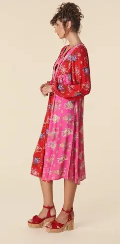 💕SPELL & THE GYPSY💕 Solstice Boho Midi Dress ~ Salsa Rose Large Red