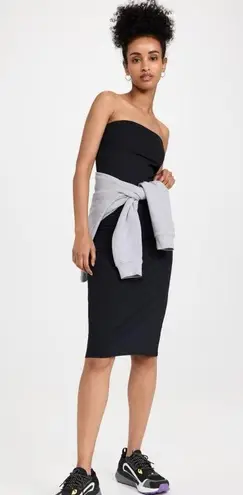 Bandier Le Ore Black Strapless Square Neck Tube Knee Length Midi Bodycon Dress M