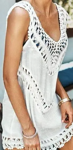 Cupshe NWT  Crochet Tunic Beach Coverup (white) - one size