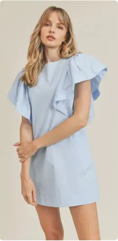 NWT Mable Womens Lilah Ruffle Statement Sleeve Mini Party Dress Size M Blue Size M