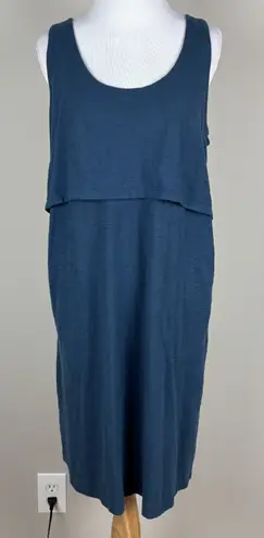 Toad & Co Paintbrush Tank Dress Womens Medium Blue Organic Cotton Knit Layered M