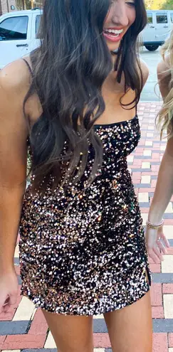 Selfie Leslie Sequin Gold And Bronze Mini Dress