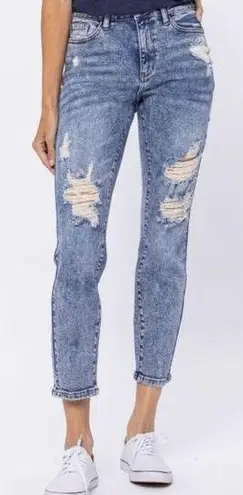 Judy Blue  Destroyed Distressed Acid Wash Boyfriend Jeans Size 1/25