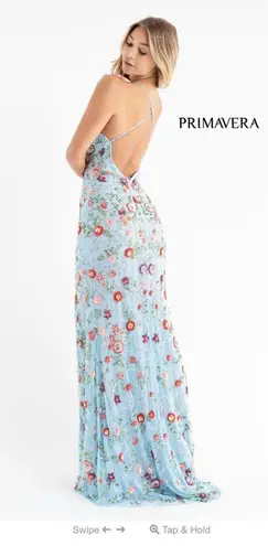 Primavera Couture Prom Dress Blue Floral