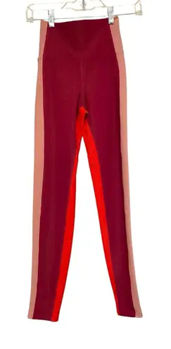 Beach Riot Colorblock Rib Leggings Size XS Merlot Red High Waist Ankle Slim NWT