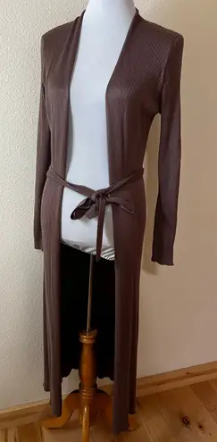 EXPRESS  ribbed belt belted cardigan duster in mocha brown NEW SMALL - Image 1