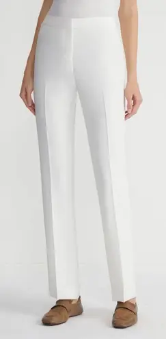 Lafayette 148 New York Barrow Finesse Crepe Pants White Sz 14P Straight Leg
