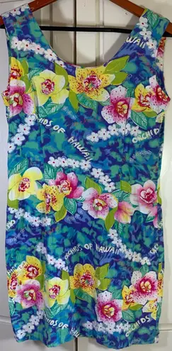 Jams World Vintage Dress Orchids of Hawaii Floral Sleeveless Hawaiian