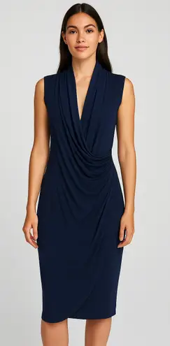 Norma Kamali x Everlast Navy Draped Sleeveless Midi Dress
