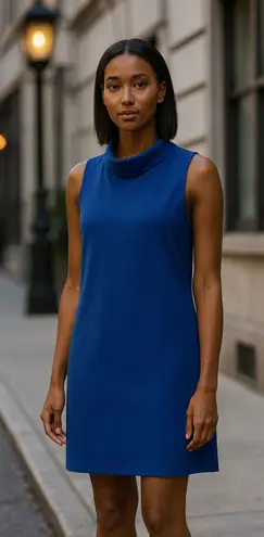 Cynthia Steffe Blue Sleeveless Shift Dress Professional Minimalist Size 12