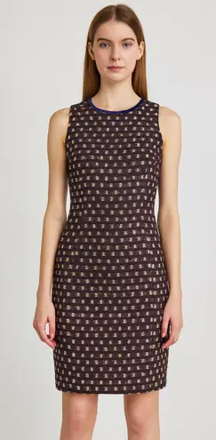 Brooks Brothers Black and Cream Sleeveless Checkered Knit Mini Dress. Size-0