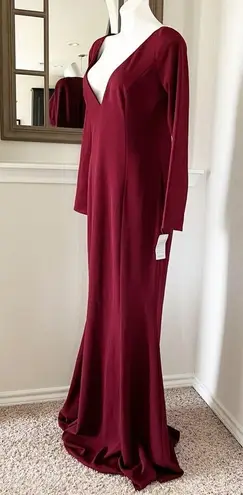Katie May Back Cut Out Trumpet Gown Cleo Plunging Maxi Dress Size 16 NWT $450