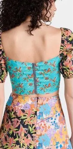 SNOW XUE GAO New York Floral Printed Milk Maid Top Blue Size 6