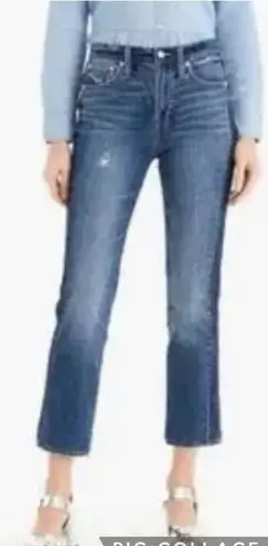 J Crew Jeans Vintage Straight Blue Wash Denim Distressed Size 31T Tall Stripe