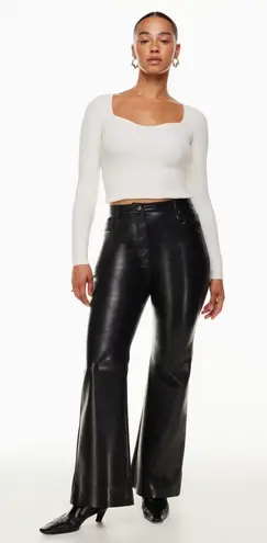 Wilfred Aritzia The Melina Flare Vegan Leather High-Rise Pants in Black Size 2
