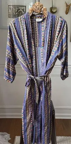 Vintage 90s Jacobson’s Lightweight Tribal Print Robe Purple Green Tan OSFM Unise Size undefined