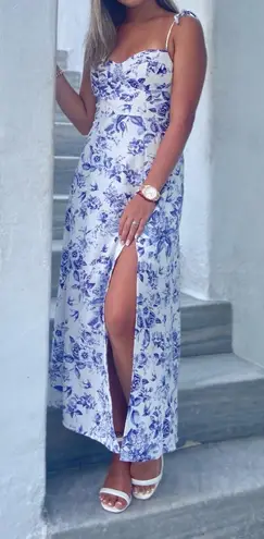 Petal and Pup Blue and white floral maxi dress