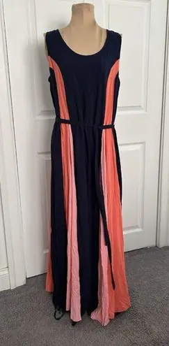 Jessica London Navy Sunset Color Block Tank Maxi Dress Size 14W