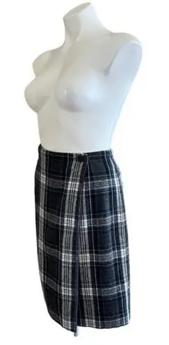 Herman Geist Plaid Wool Blend Wrap Mini Skirt Size 12